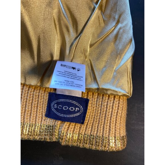 Gold Ribbed Beanie With Faux Fur Pom-Pom  Made From Recycled Materials  One Size - Picture 3 of 4